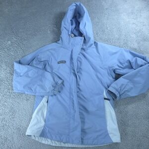 Columbia Jacket Womens Small Blue Rain Hooded Full Zip Mesh Lined Lightweight